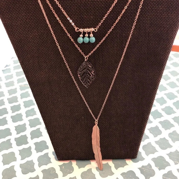 NWOT 3 Strand Boho Retro‎ Multilayer Necklace - Picture 3 of 5